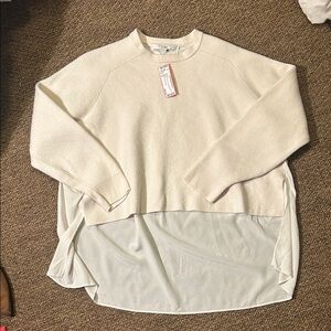 Tibi Cream Layered Hem Sweater